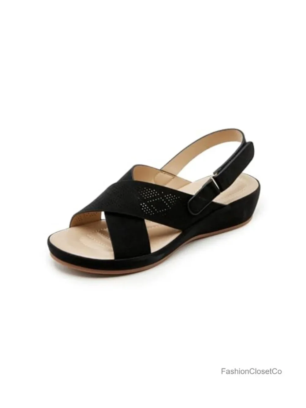 Women's Comfort Wedge Sandals, Adjustable Slingback Open Toe with Laser